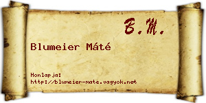 Blumeier Máté névjegykártya